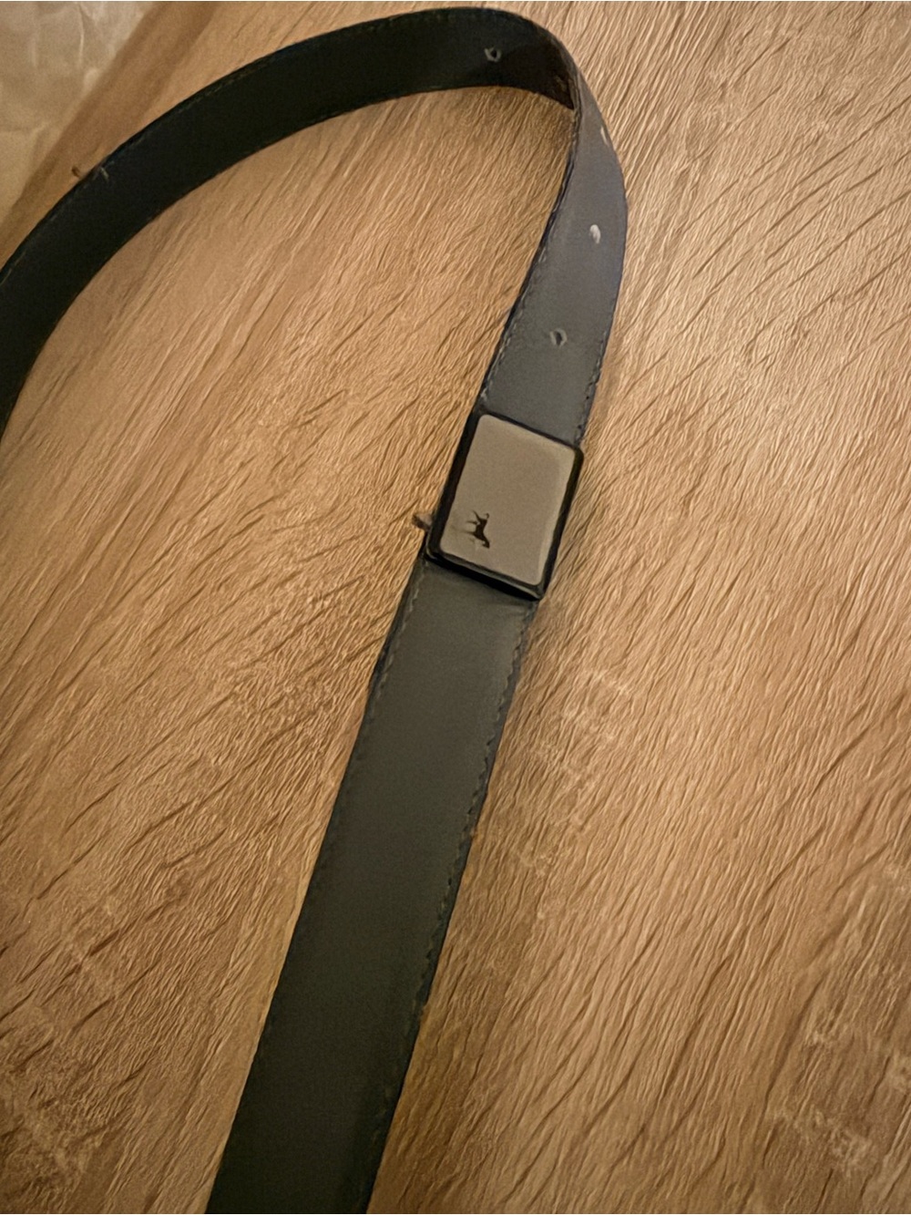 Men's Grey Medici Leather Belt with Horse Matte Buckle size 36
